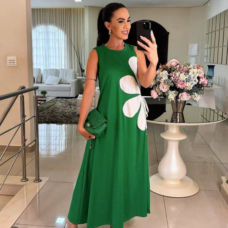 Women's Elegant Printed Sleeveless Dress