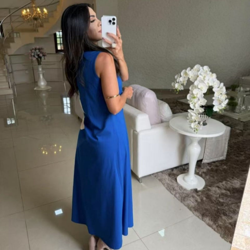Women's Elegant Printed Sleeveless Dress