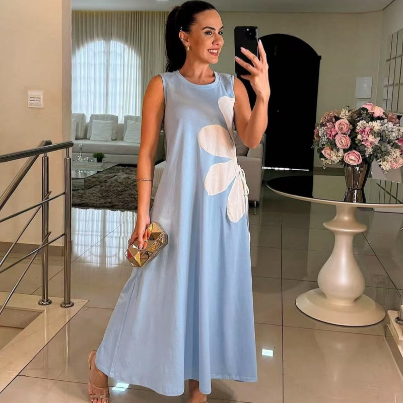 Women's Elegant Printed Sleeveless Dress
