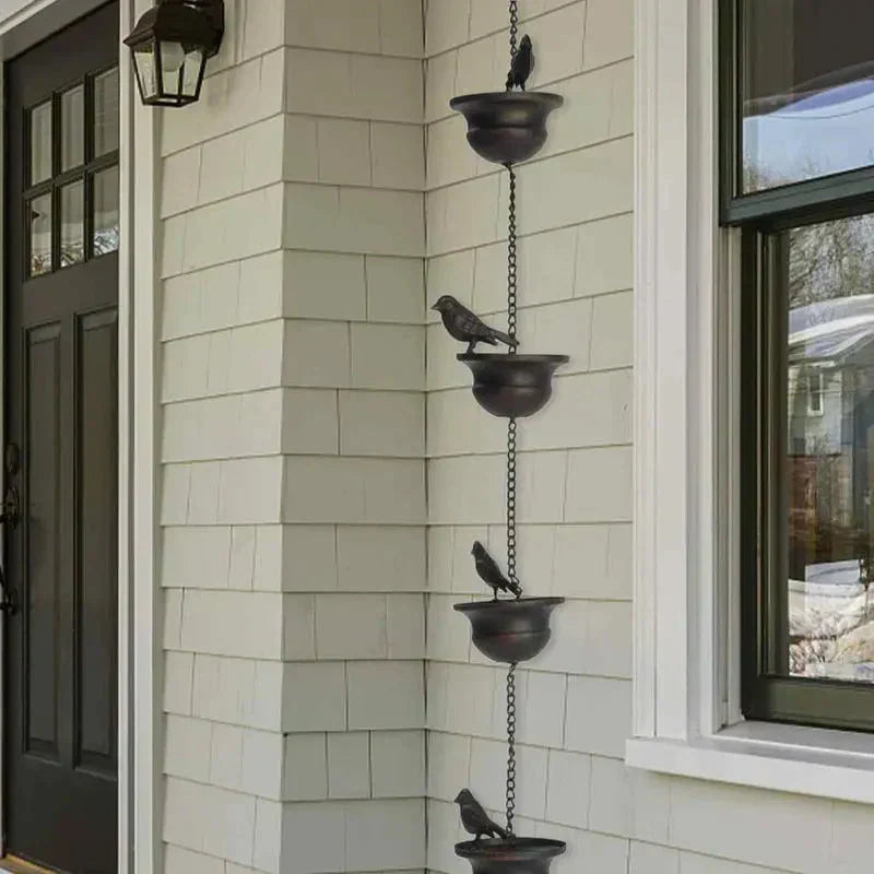 🔥Limited Time Sale 50% OFF🔥Where Rain Meets Art – Decorative Rain Chain with Bird Bath Design