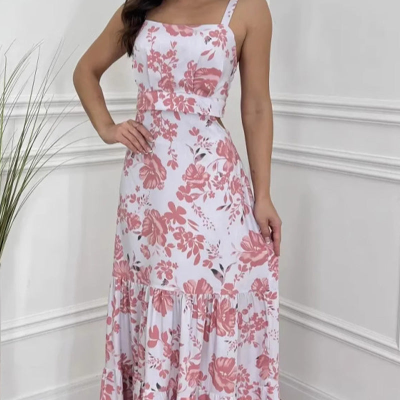 💖LAST DAY SALE 50% OFF💖Women's Floral Print Dress with Pleated Hem