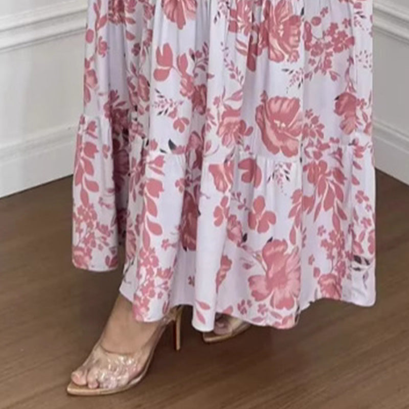 💖LAST DAY SALE 50% OFF💖Women's Floral Print Dress with Pleated Hem