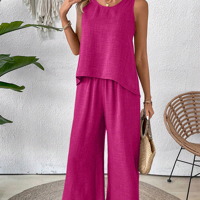 ⏰Last Day Hot Sale!!⌛✨2025 New Arrivals 50% OFF✨Sleeveless Top & Wide-Leg Pants Set