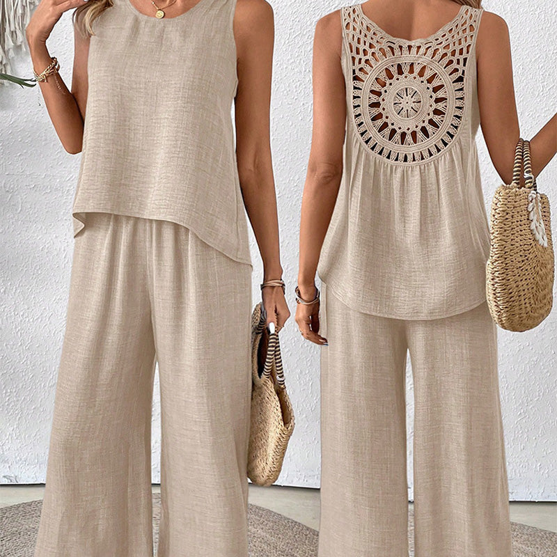 ⏰Last Day Hot Sale!!⌛✨2025 New Arrivals 50% OFF✨Sleeveless Top & Wide-Leg Pants Set