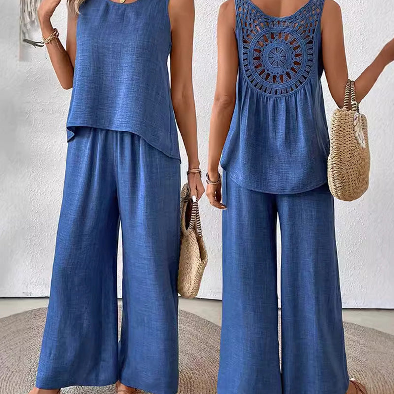 ⏰Last Day Hot Sale!!⌛✨2025 New Arrivals 50% OFF✨Sleeveless Top & Wide-Leg Pants Set