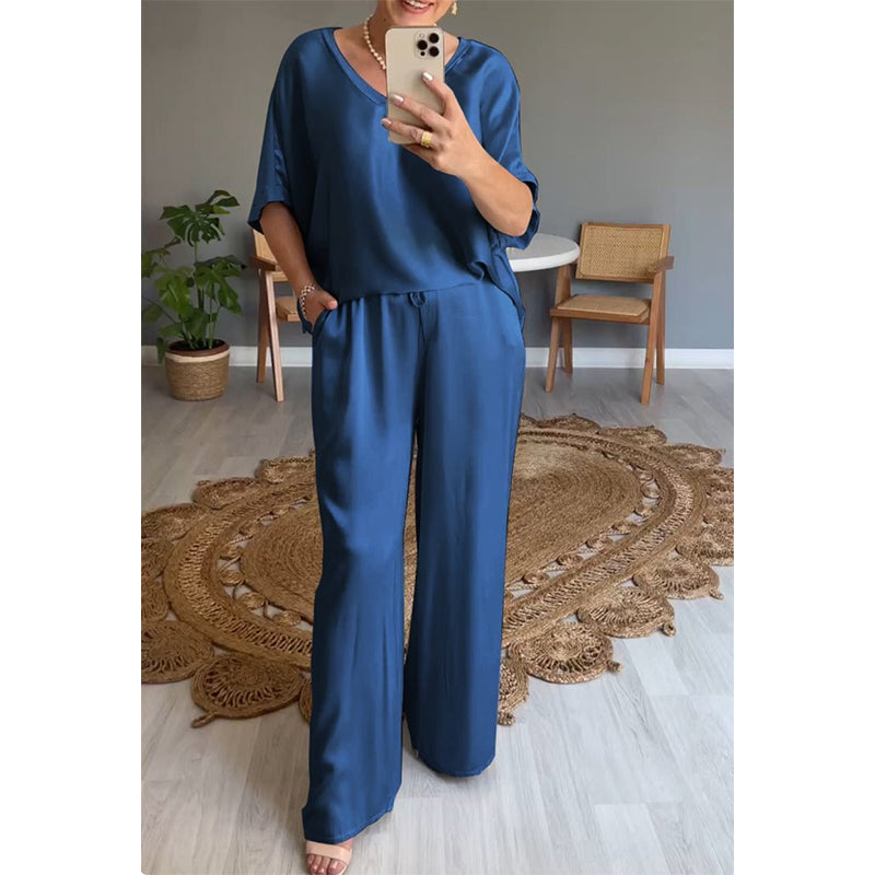⏰Time-limited Special-50% Off🌷Loose Satin Women's Top & Pants Set