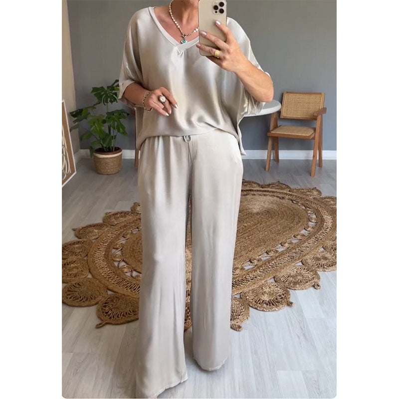 ⏰Time-limited Special-50% Off🌷Loose Satin Women's Top & Pants Set