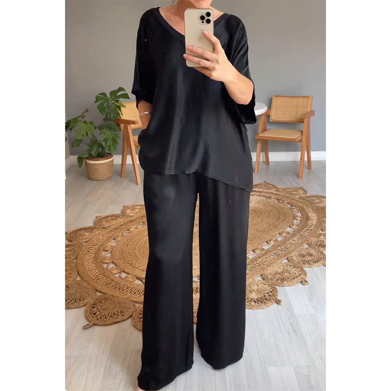 ⏰Time-limited Special-50% Off🌷Loose Satin Women's Top & Pants Set