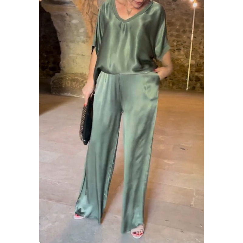 ⏰Time-limited Special-50% Off🌷Loose Satin Women's Top & Pants Set