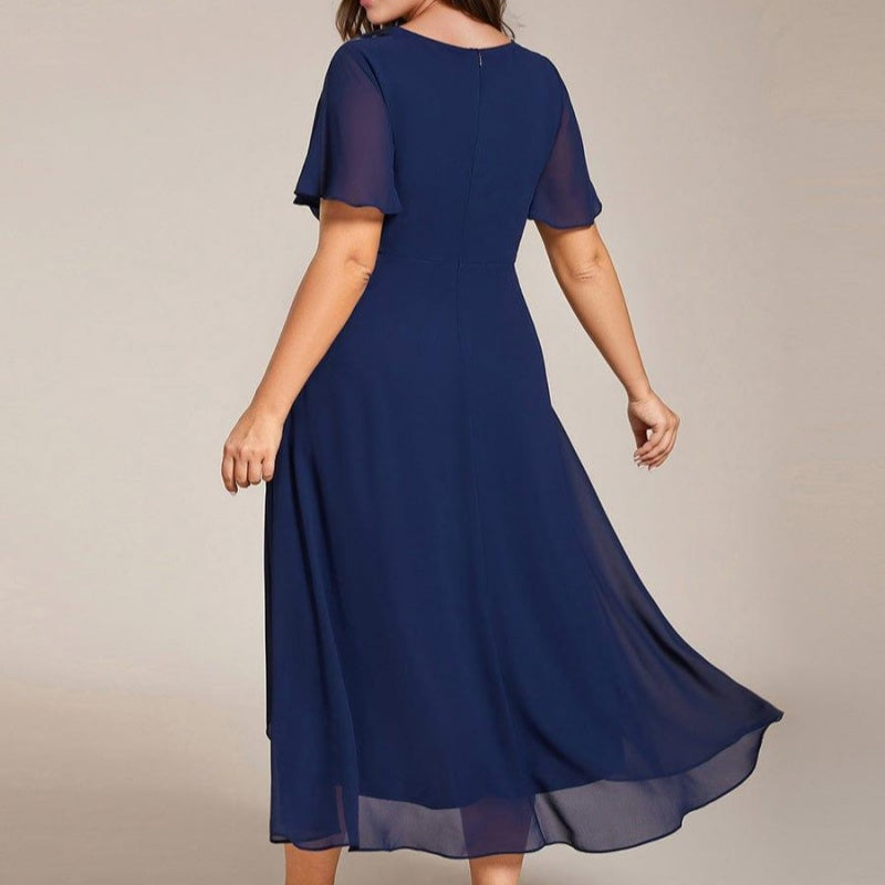 💗Summer Specials💗Women's Elegant V-Neck Ruffled Short Sleeve Dress