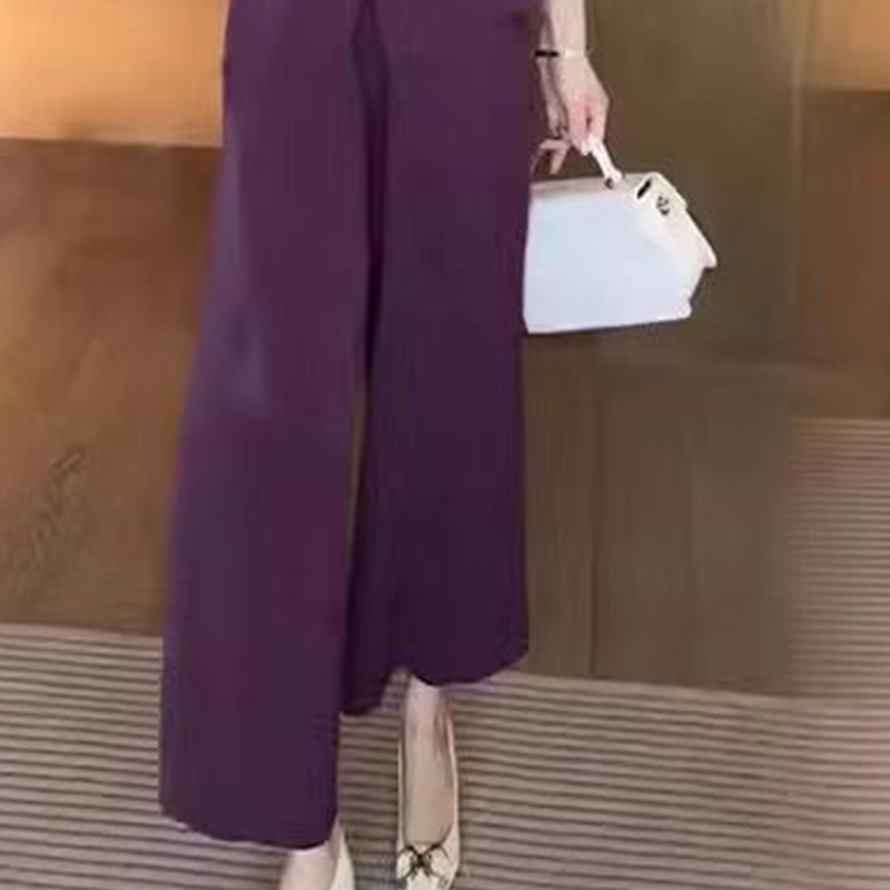 V-Neck Short Sleeve Top & Matching Wide-Leg Pants 2-Piece Set for Women