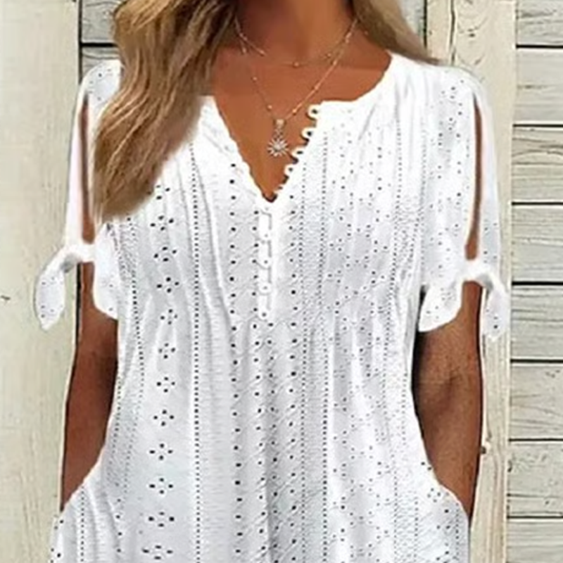 ⏰Hot Sale 49% Off💃Women's Elegant V-Neck Hollow-Out Solid Dress