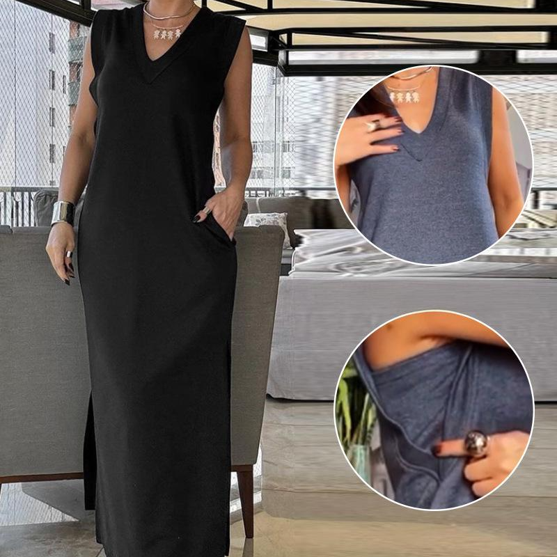 💕What should I wear tomorrow?💕Women's V-Neck Sleeveless Split Maxi Dress