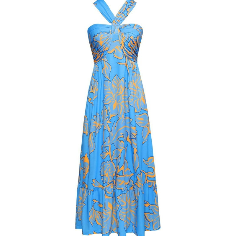 🌺Cross Halter Sleeveless Floral Printed Dress💃