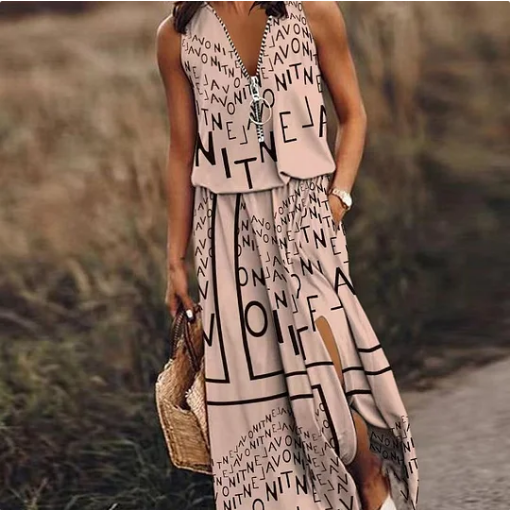 Simple dress with zip and slit