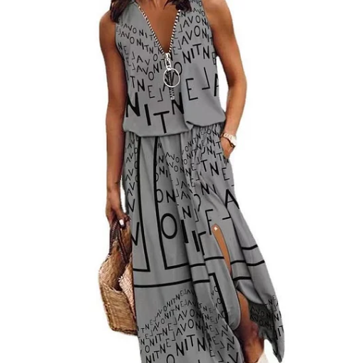 Simple dress with zip and slit