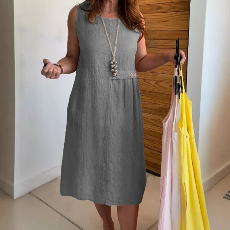 Women's Casual Round Neck Sleeveless Loose Fit Dress