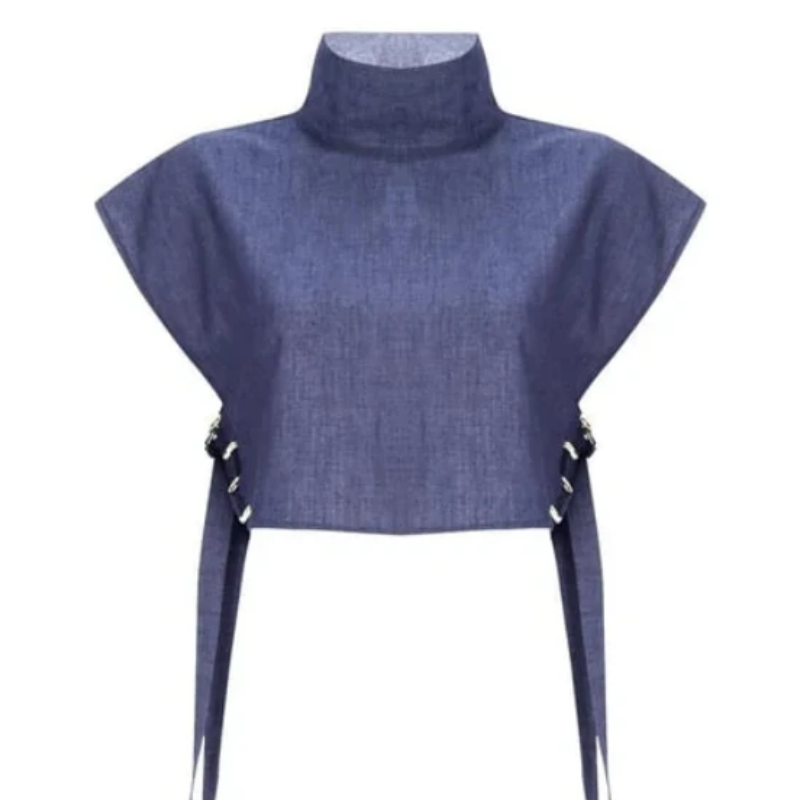 Women's Trendy Fashion High-Neck Short Top & High-Waist 3/4 Length Pants Outfits