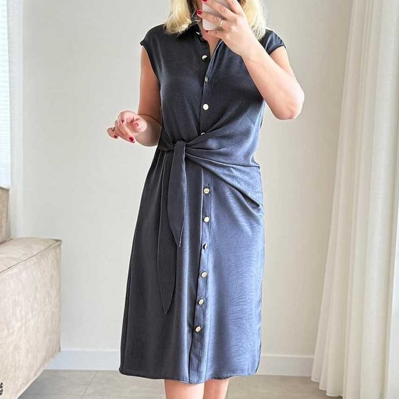 Women's Casual Tie Waist Loose Fit Dress