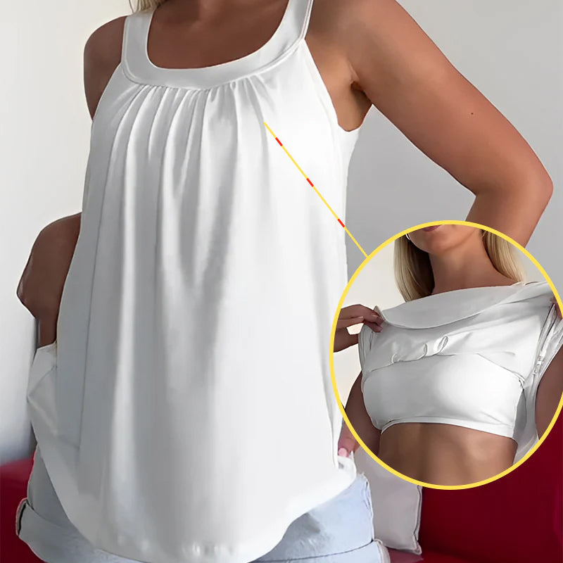 Women's Solid Loose-Fit U-Neck Ruffled Strap Camisole