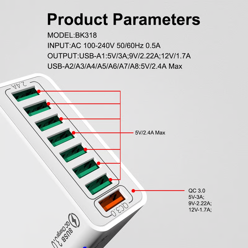 8 Ports USB Charger