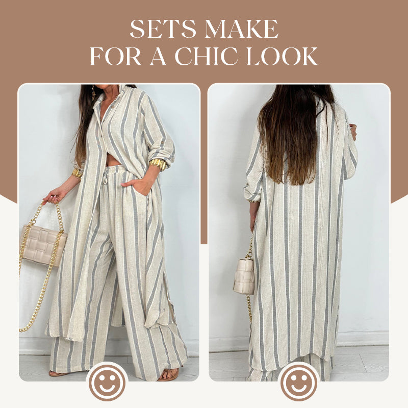 Women's Striped Modern V Neck 2 Piece Outfits🌟BUY 2 GET FREE SHIPPING