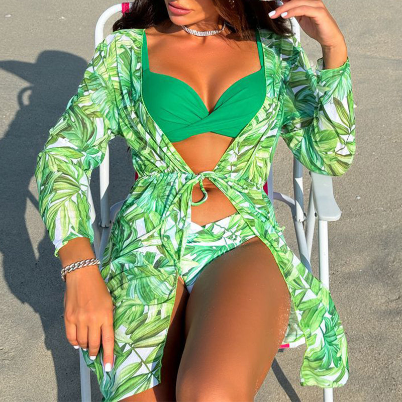 Women's 3-Piece Bikini Set with Cover-Up