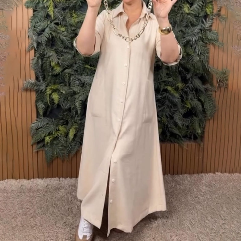 Stylish Shirt-style Minimalist Long Dress