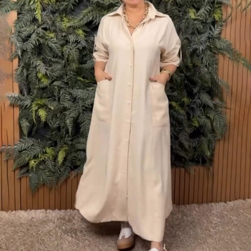 Stylish Shirt-style Minimalist Long Dress