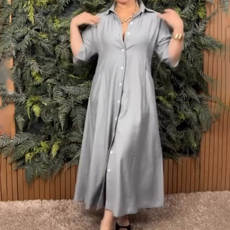 Stylish Shirt-style Minimalist Long Dress