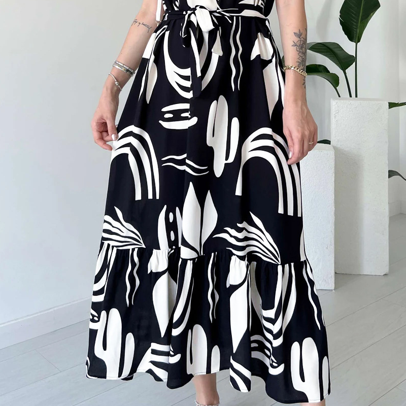 ⏰Last Day Sale 49% Off💃Women’s Sleeveless Black and White Maxi Dress