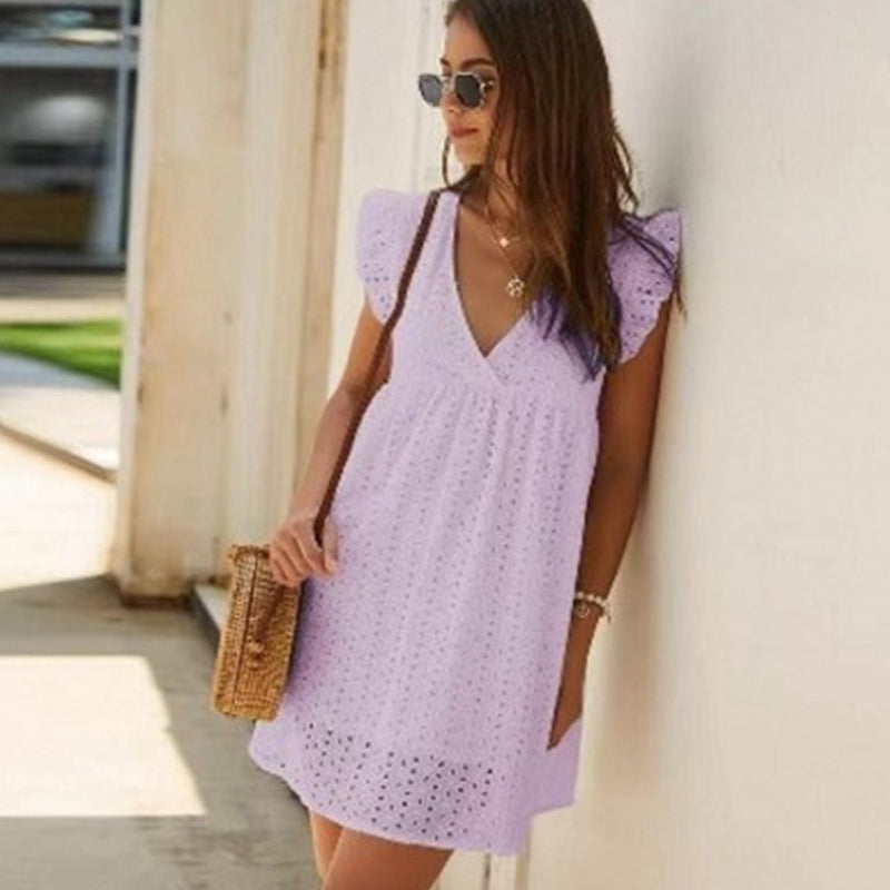 Casual Hollow Out Mini Dress for Women