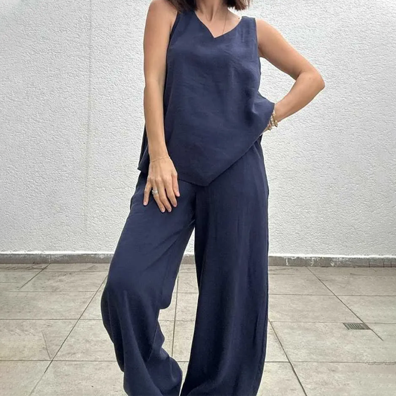Women’s Sleeveless Top & Wide-Leg Pants Set