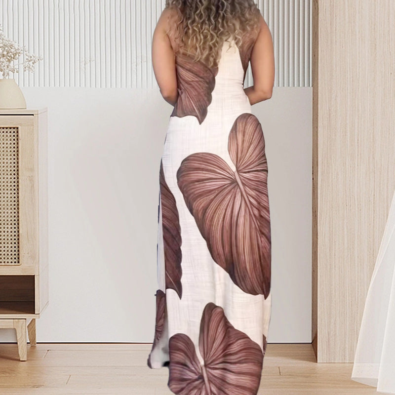 ⏳Time-limited Special⏰Palm Print One-Shoulder Slim Maxi Dress