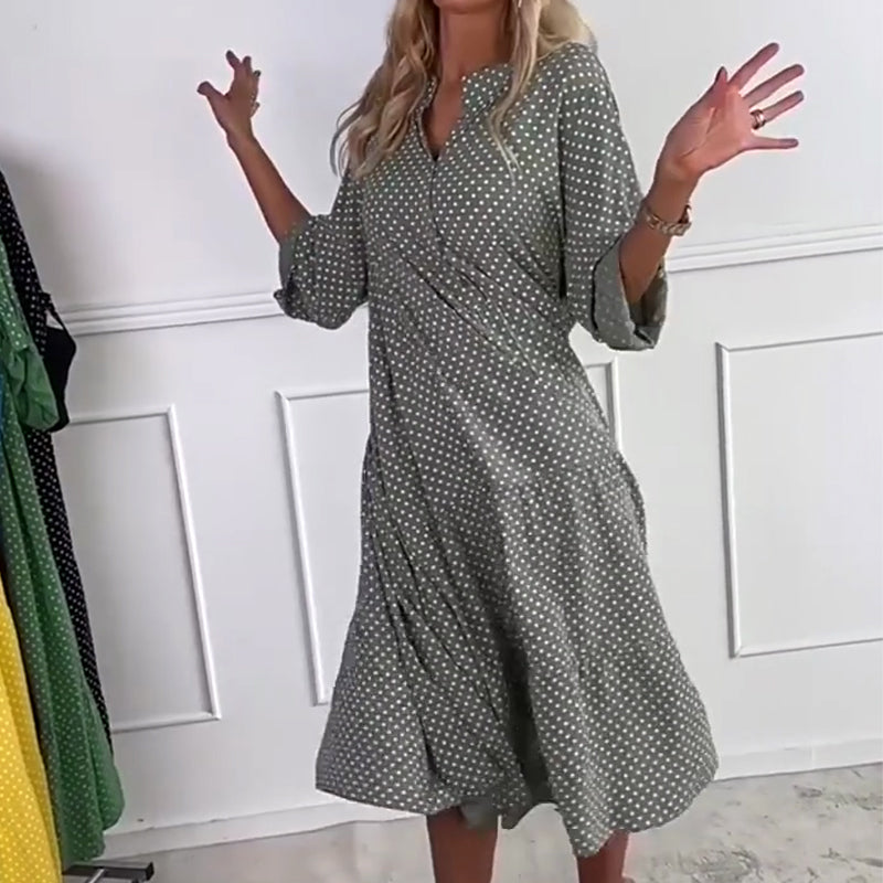 🔥Bohemian Style Latest🌟Women’s Polka Dot Button Loose Fit Dress