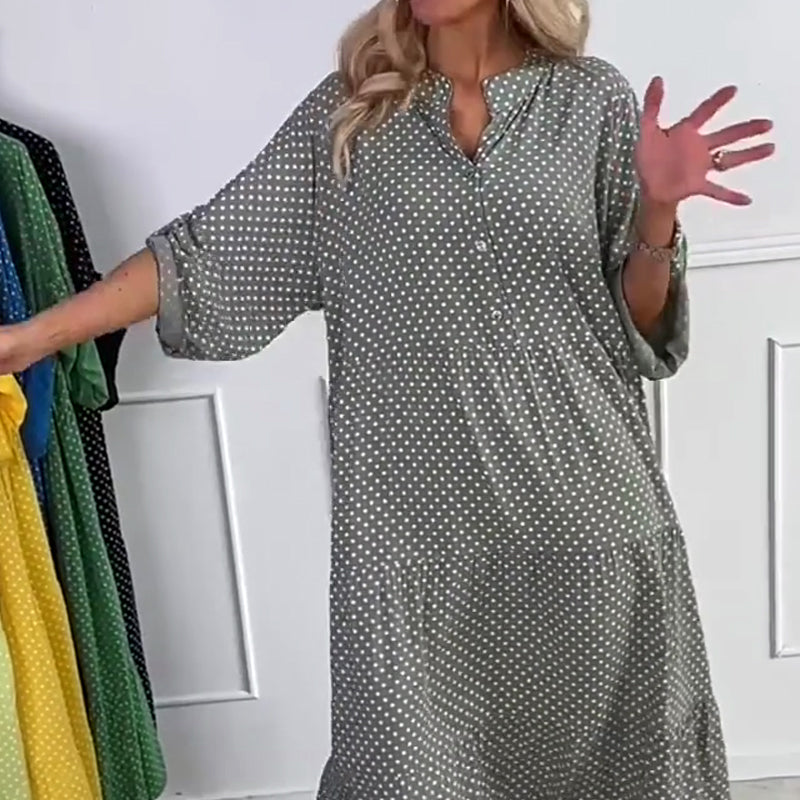 🔥Bohemian Style Latest🌟Women’s Polka Dot Button Loose Fit Dress