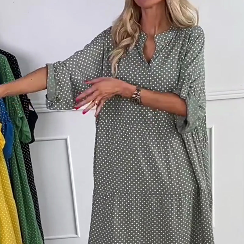 🔥Bohemian Style Latest🌟Women’s Polka Dot Button Loose Fit Dress