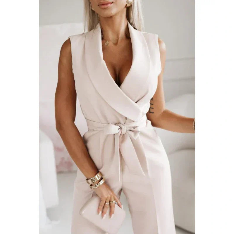 ⏳Time-limited Special⏰Women's Sleeveless V-Neck Solid Jumpsuit