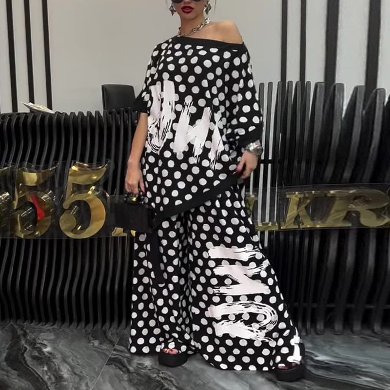 ⏳Time-limited Special⏰Women’s Fashion Oversize Top & Wide-Leg Pants 2 PCS Set