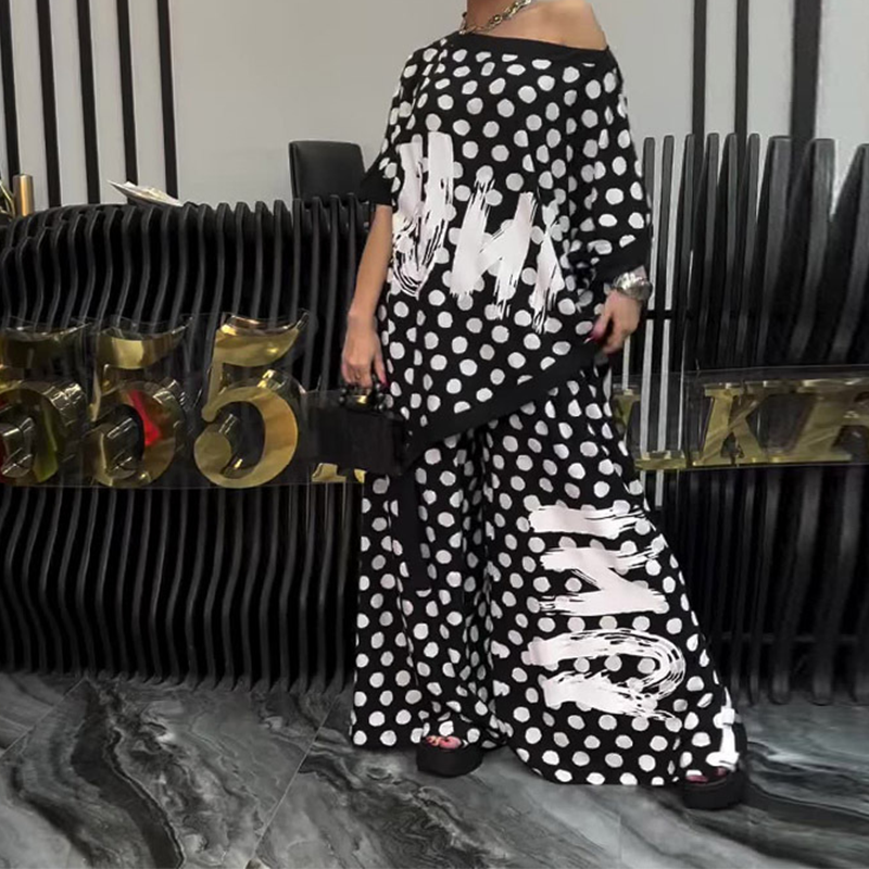 ⏳Time-limited Special⏰Women’s Fashion Oversize Top & Wide-Leg Pants 2 PCS Set