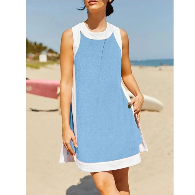 ⏰⏰Hot Sale 50% OFF🔥Women's Casual Color Block Sleeveless Tops Matching Shorts with Pockets