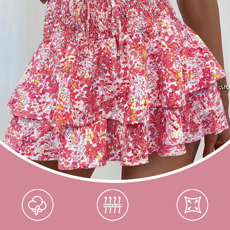 Lightweight Slimming Floral Ruffle Tiered Skirt