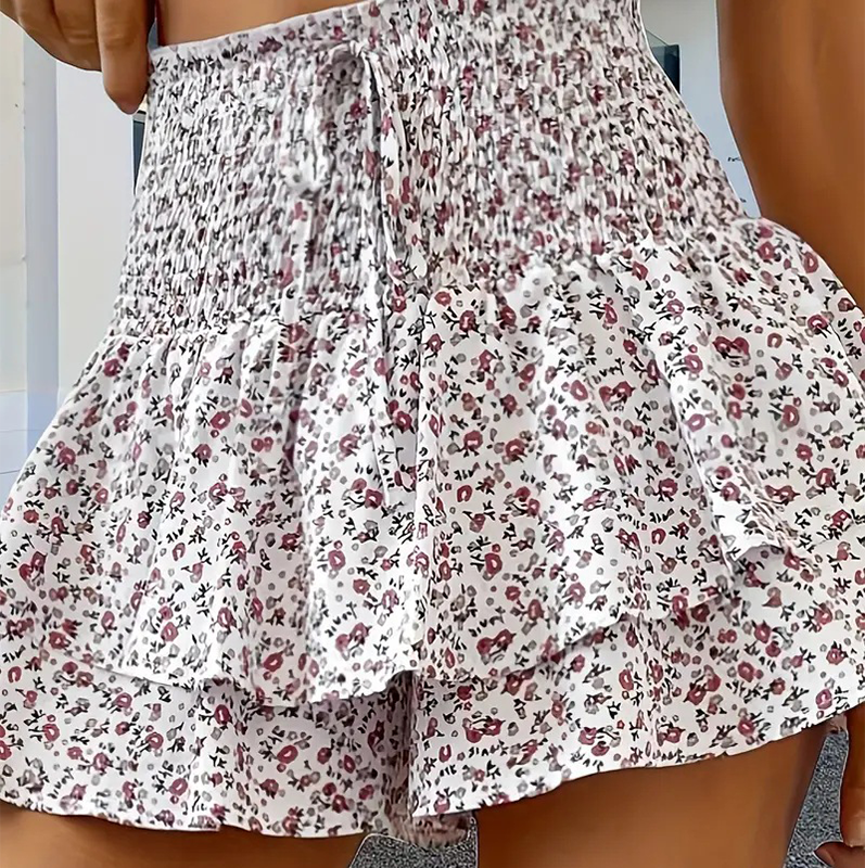 Lightweight Slimming Floral Ruffle Tiered Skirt
