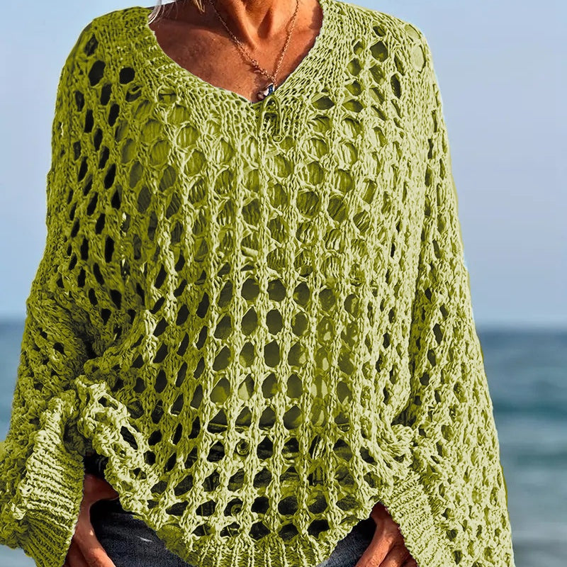 🎉Limited Sale🎉Women’s Casual Solid Color Crochet Knit Top