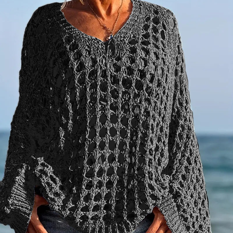 🎉Limited Sale🎉Women’s Casual Solid Color Crochet Knit Top