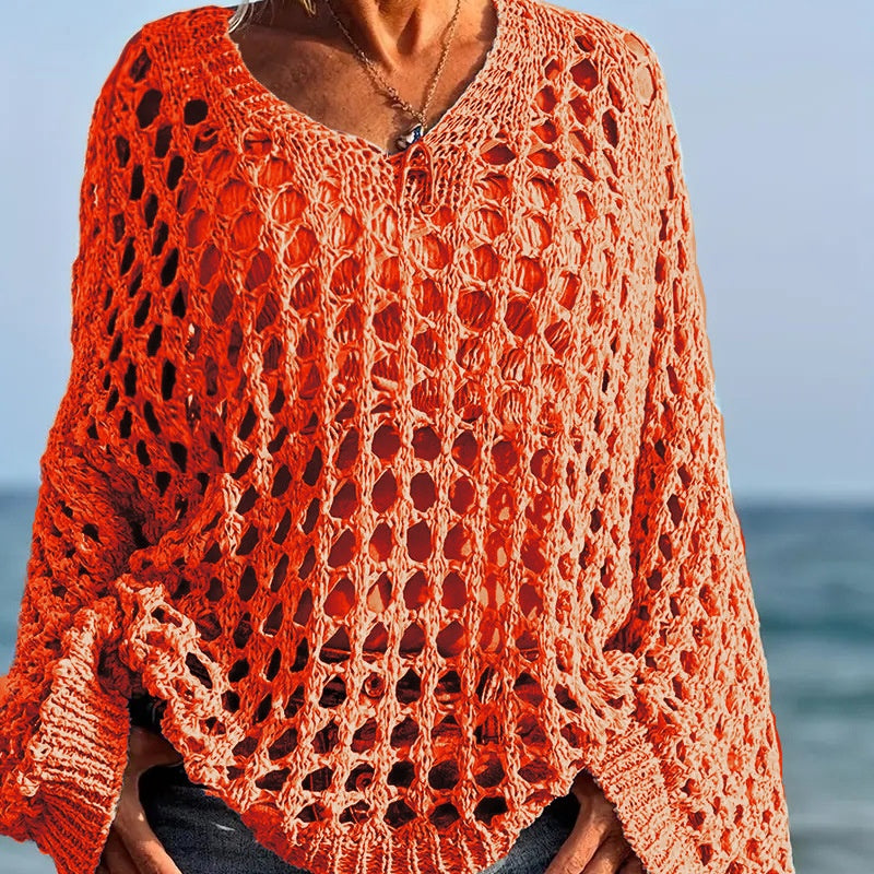 🎉Limited Sale🎉Women’s Casual Solid Color Crochet Knit Top