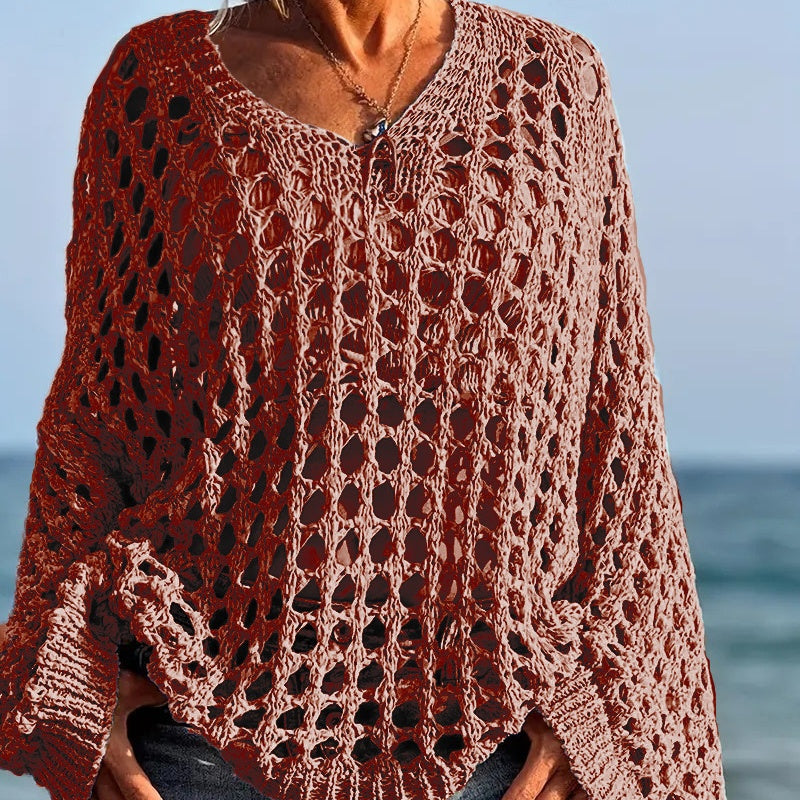 🎉Limited Sale🎉Women’s Casual Solid Color Crochet Knit Top