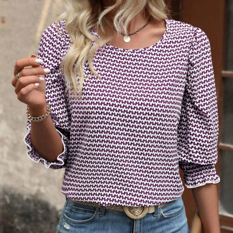 Women's Casual Printed Round Neck Top