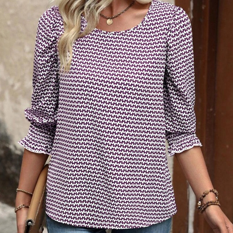 Women's Casual Printed Round Neck Top