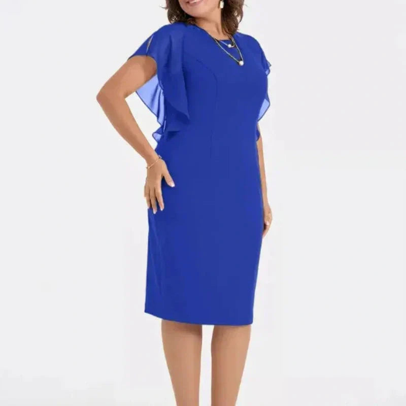🎉LAST DAY SALE 50% OFF✨Solid Round Neck Midi Dress